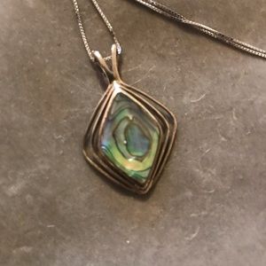 Genuine ABALONE pendant on sterling silver chain